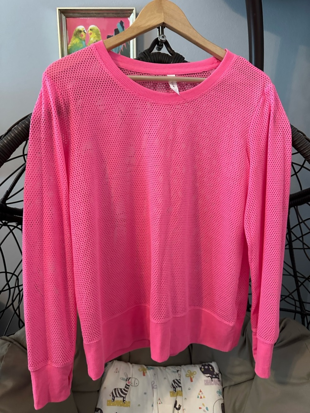Ideology Hot Pink Mesh Crew Pullover